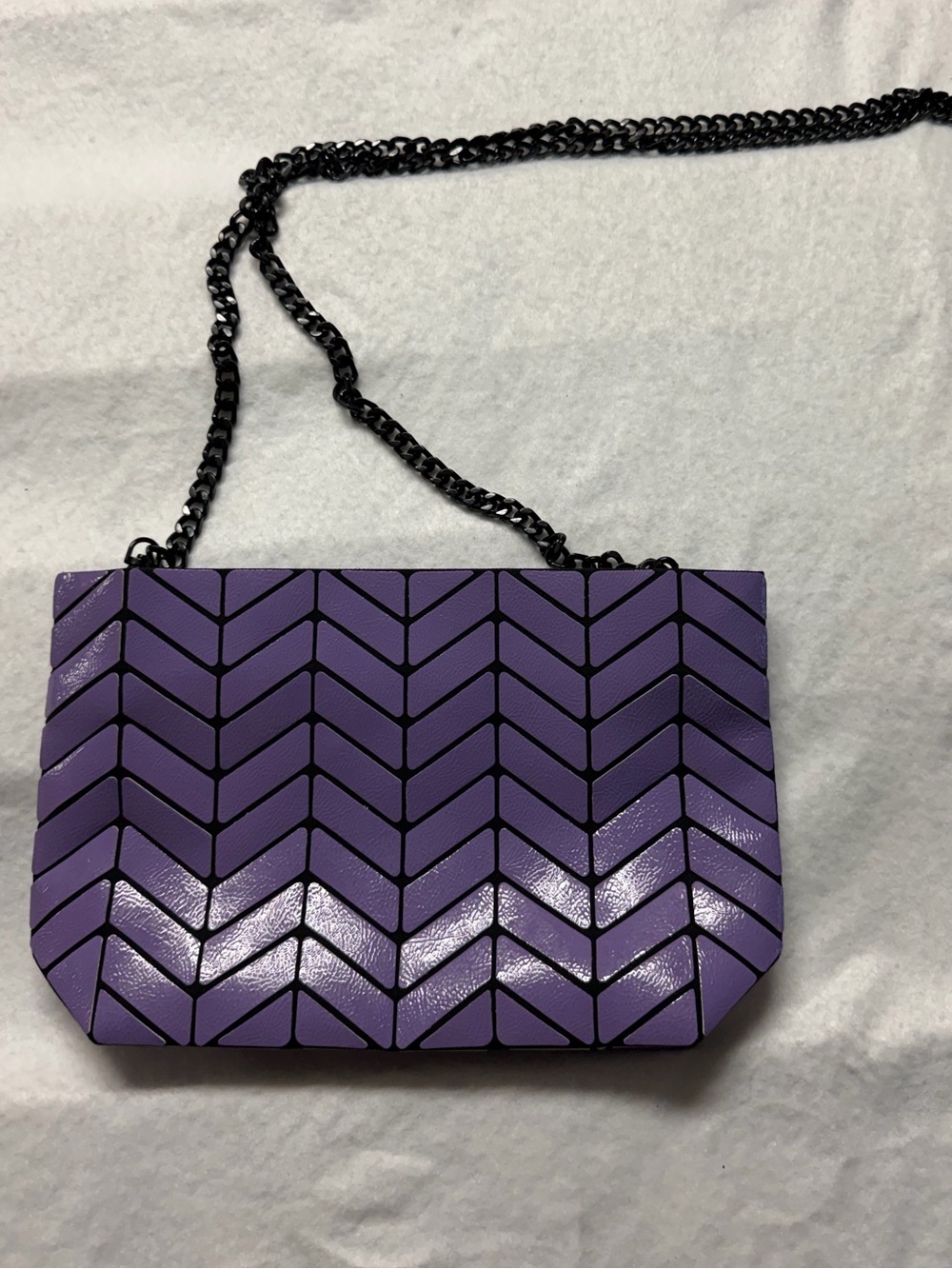 Patrizia Luca Purple Chevron Pattern Chain Shoulder Bag Black Chain NWOT